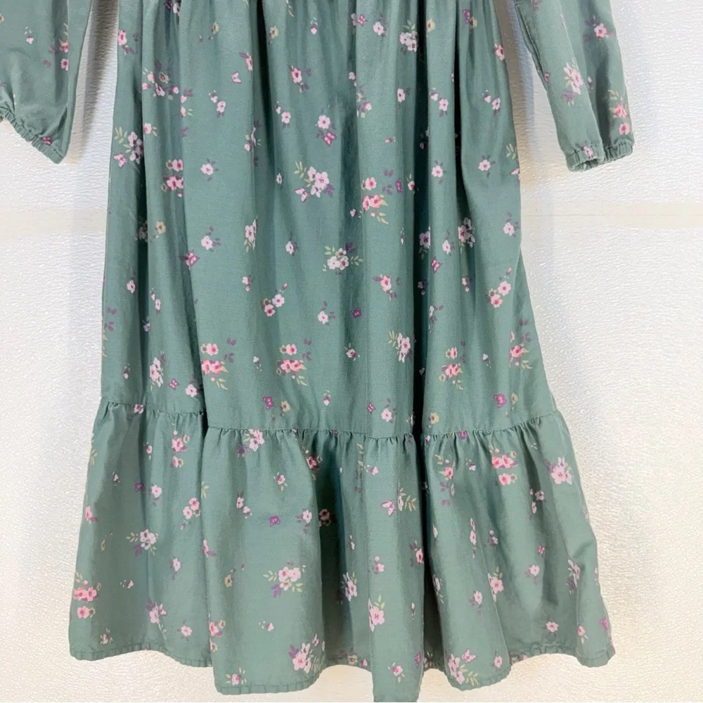 OshKosh Girls Floral Prairie Dress Size 8 Green Boho‎ Cottagecore